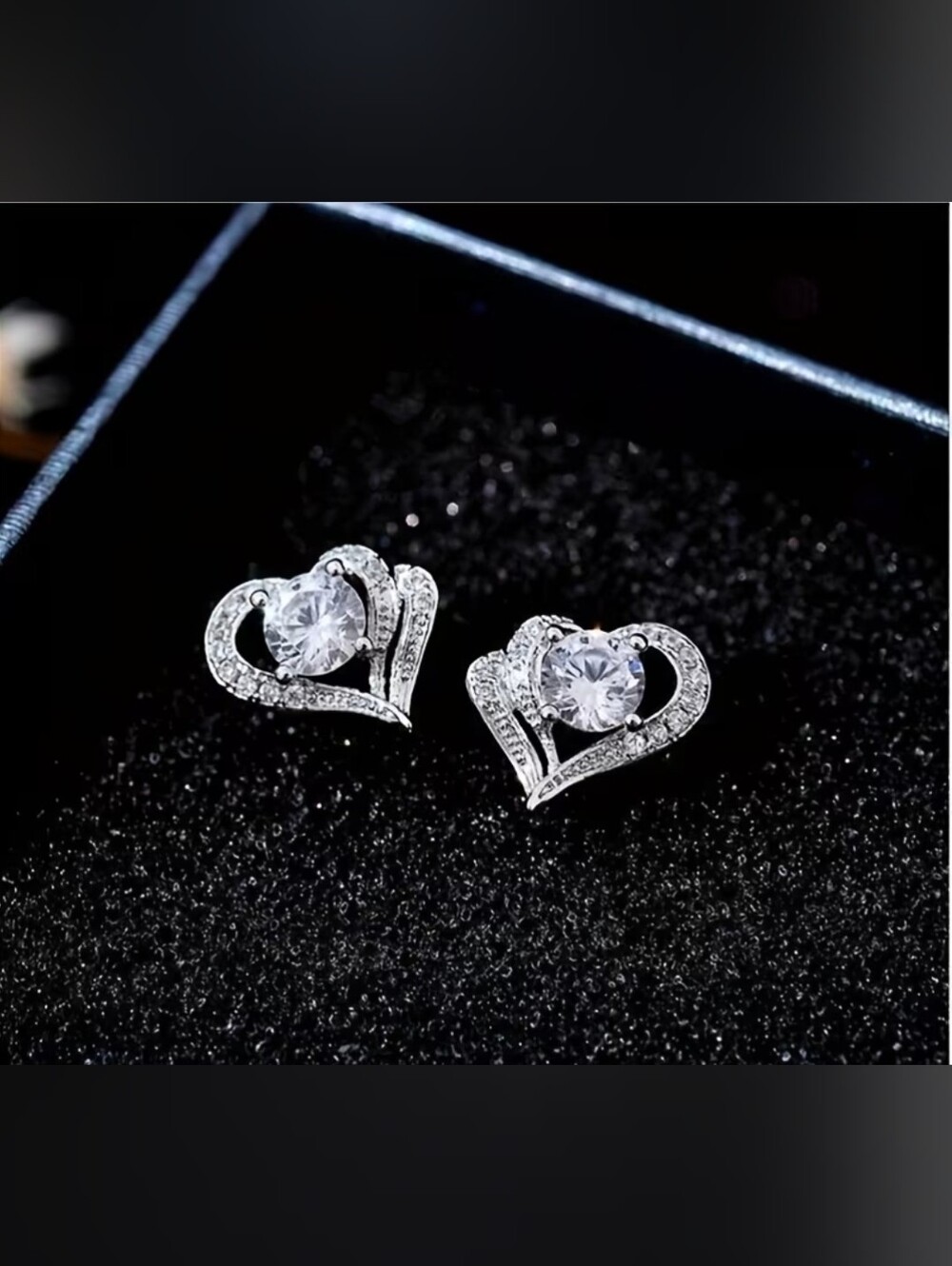 $8 Each Or Bundle 5/$20 Silver Heart Cubic Zirconia Stud Earrings